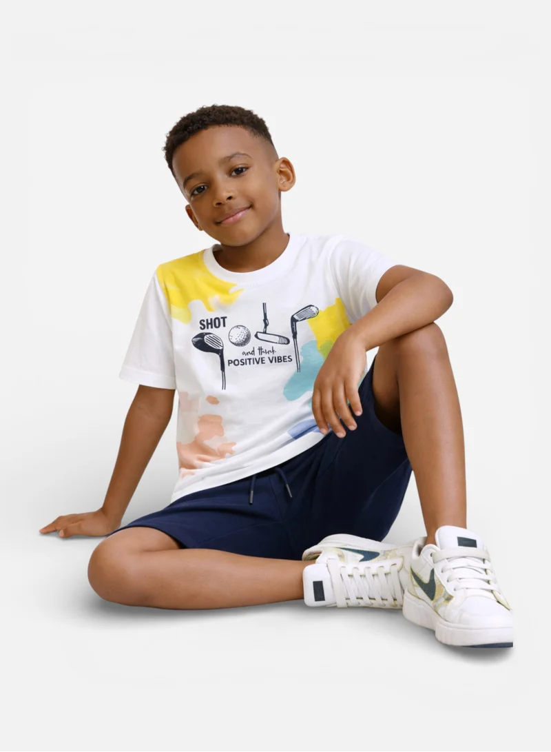 Victor And Jane  Boys Surf Festival Printed T-Shirt & Navy Shorts Set for Men | Best Price UAE
